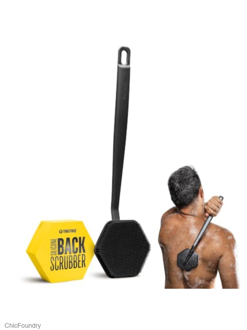 Silicone Back Scrubber Body Brush Long Handle Gentle Exfoliating Shower